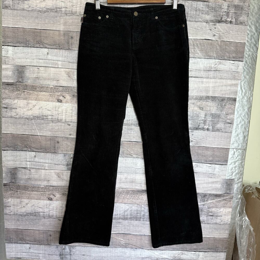 RALPH Ralph Lauren Green Plaid Label Black Corduroy Cotton Pants Trousers Sz 6